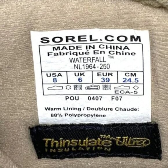 Sorel Waterfall Brown Suede Thinsulate Insulated Boots - Size 8 - Picture 13 of 13